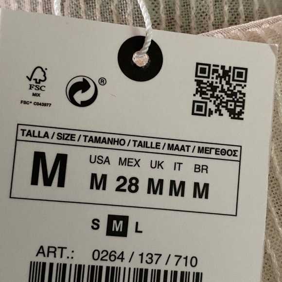 NWT. Zara Cream/Pink Sequinned Crop Top. Size M. - Picture 10 of 13